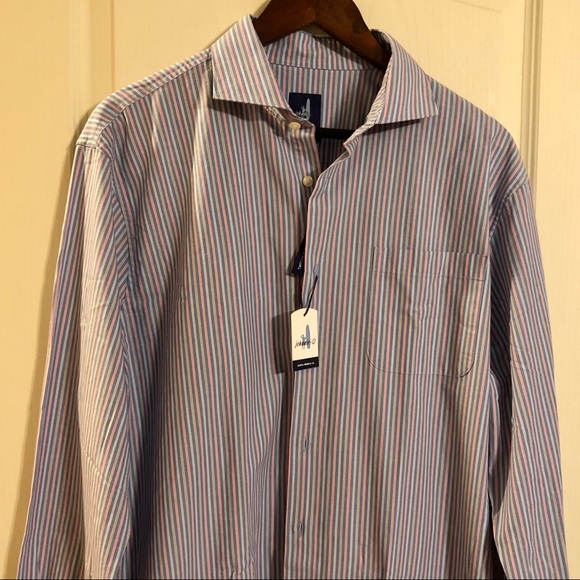 Johnnie O - Men’s Striped Button Up Dress Shirt - Picture 2 of 13